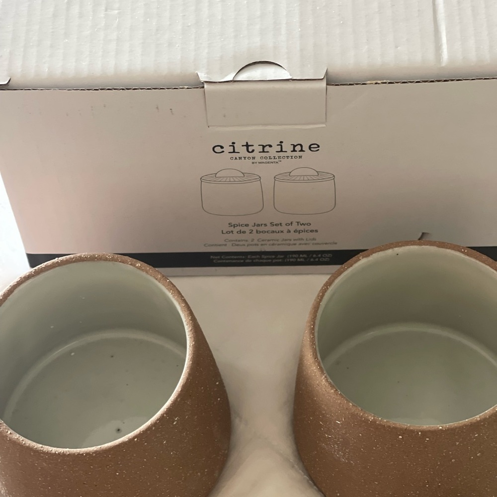 NWT Citrine Ceramic Spice Jars Set of 2